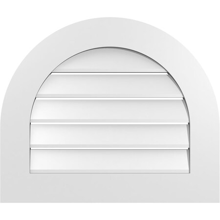 Ekena Millwork Round Top Surface Mount PVC Gable Vent: Functional, w/ 3-1/2"W x 1"P Standard Frame, 26"W x 22"H GVPRT26X2201SF
